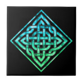 Celtic Knot Keramik Tile - Diamond Blue Green Fliese (Vorderseite)