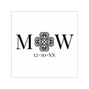 Celtic Knot Kleeblatt Couple 2 Init Monogram Date Permastempel