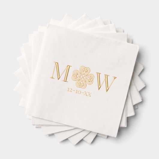 Celtic Knot Kleeblatt Couple 2 Init Monogram Date Servietten Mit Folie (Insitu (Gestapelt))