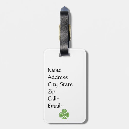 Celtic Knot Kleeblatt Gepäckanhänger (Rückseite vertikal)