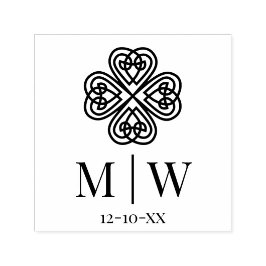 Celtic Knot Kleeblatt Wedding Couple Initials Date Permastempel (Design)