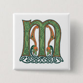 Celtic Knot Letter M, irisches Design Button (Vorderseite)