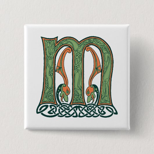 Celtic Knot Letter M, irisches Design Button (Vorderseite)