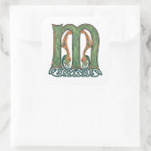 Celtic Knot Letter M, irisches Design Quadratischer Aufkleber (Tasche)