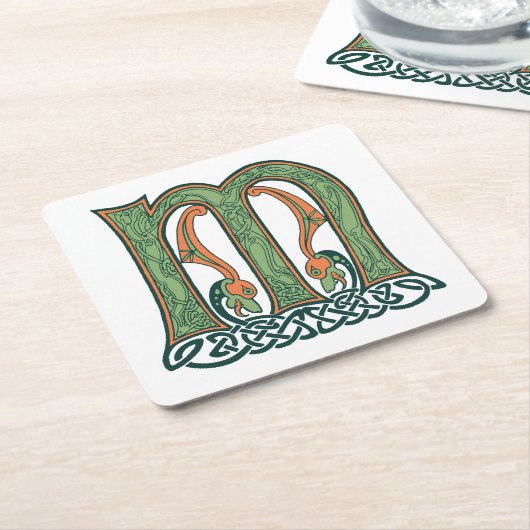 Celtic Knot Letter M, irisches Design Rechteckiger Pappuntersetzer (angewinkelt)
