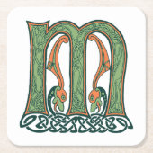 Celtic Knot Letter M, irisches Design Rechteckiger Pappuntersetzer (Vorderseite)