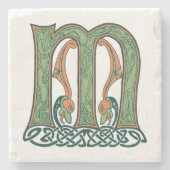 Celtic Knot Letter M, irisches Design Steinuntersetzer (Vorderseite)