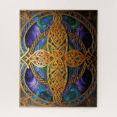 Celtic Knot Lila Blue Gold Knüpfarbeit Puzzle (Vertikal)