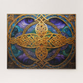 Celtic Knot Lila Blue Gold Knüpfarbeit Puzzle (Horizontal)