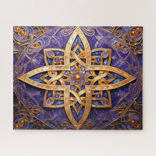 Celtic Knot Lila Gold Knüpfarbeit Puzzle (Horizontal)