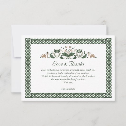 Celtic Knot Modern Floral Irish Wedding DANKE Einladung (Vorderseite)