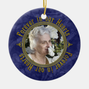 Celtic Knot Navy Blue Memorial Foto Weihnachten Keramik Ornament