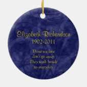 Celtic Knot Navy Blue Memorial Foto Weihnachten Keramik Ornament (Hinten)