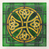 Celtic Knot on Green Stainglas Untersetzer (Vorderseite)