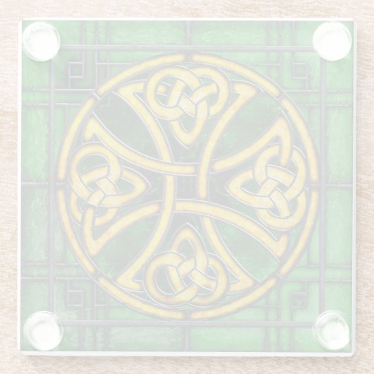 Celtic Knot on Green Stainglas Untersetzer (Rückseite)