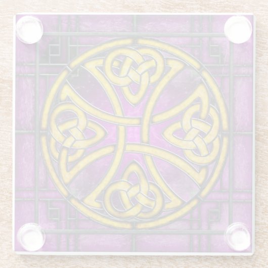 Celtic Knot on Lila Stainglas Untersetzer (Rückseite)