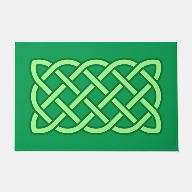 Celtic Knot Pattern, Emerald und Lime Green Fußmatte (Vorderseite)