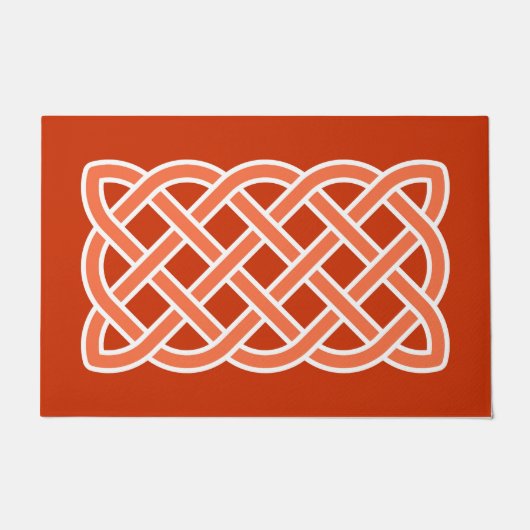 Celtic Knot Pattern, Mandarin Orange und Weiß Fußmatte (Vorderseite)
