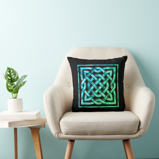 Celtic Knot Pillow - Blue Green Design Kissen (Stuhl )