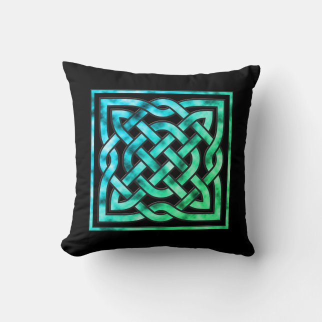 Celtic Knot Pillow - Blue Green Design Kissen (Vorderseite)