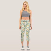 Celtic Knot Radiation - Green, Gold & White Capri Leggings (Vorderseite)