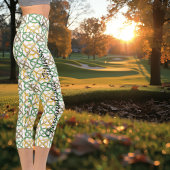 Celtic Knot Radiation - Green, Gold & White Capri Leggings