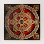 Celtic Knot Red Gold Knüpfarbeit Puzzle (Horizontal)