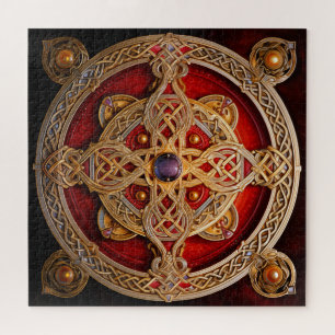 Celtic Knot Red Gold Knüpfarbeit Puzzle