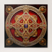 Celtic Knot Red Gold Knüpfarbeit Puzzle (Vertikal)