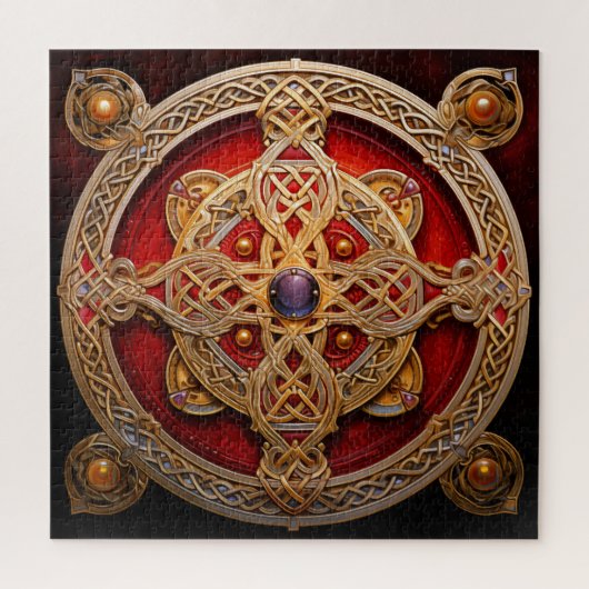 Celtic Knot Red Gold Knüpfarbeit Puzzle (Vertikal)