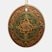 Celtic Knot Red Green Gold Knüpfarbeit Keramik Ornament (Links)