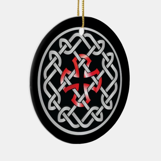 Celtic Knot Red Metallic Circle Ornament (Rechts)