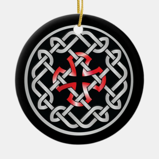 Celtic Knot Red Metallic Circle Ornament (Vorne)