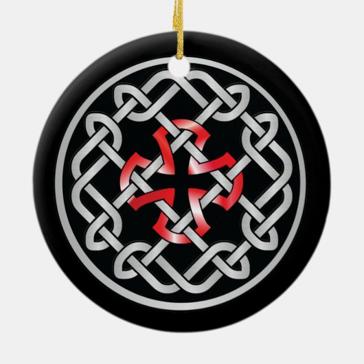 Celtic Knot Red Metallic Circle Ornament (Hinten)