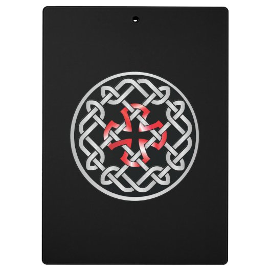 Celtic Knot Red Metallic Clipboard Klemmbrett (Rückseite)