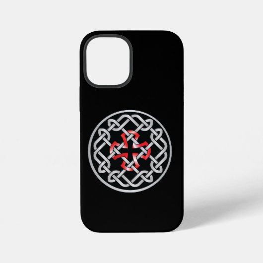 Celtic Knot Red Metallic iPhone 12 Mini Hülle (Rückseite)