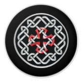 Celtic Knot Red Metallic Knob Keramikknauf (Vorderseite)