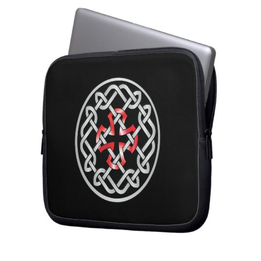 Celtic Knot Red Metallic Laptop Sleeve (Vorderseite Links)