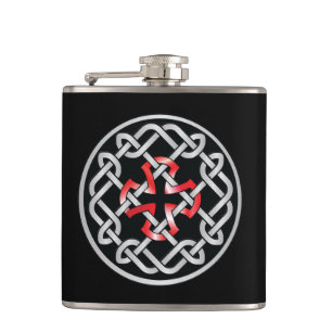 Celtic Knot Red Metallic Liquor Flask Flachmann