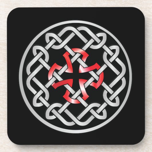 Celtic Knot Red Metallic Plastic Untersetzer (Vorderseite)