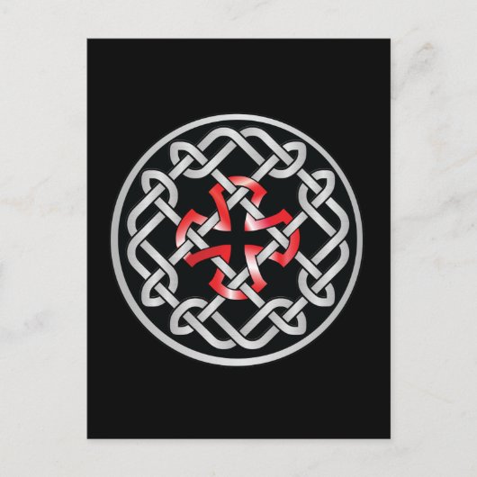 Celtic Knot Red Metallic Postcard Postkarte (Vorderseite)
