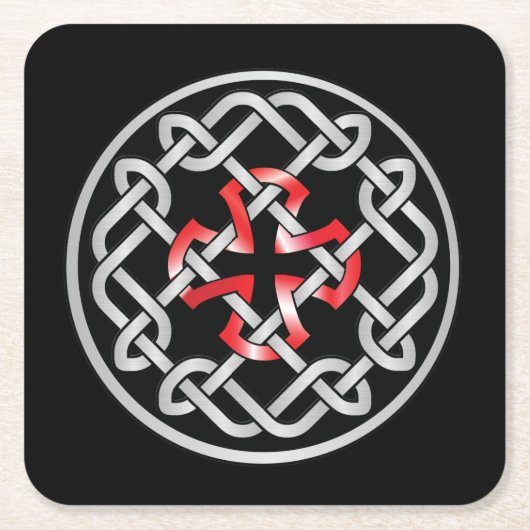Celtic Knot Red Metallic Rechteckiger Pappuntersetzer (Vorderseite)