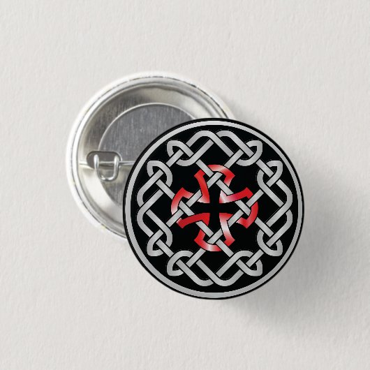 Celtic Knot Red Metallic Round Button (Vorne & Hinten)