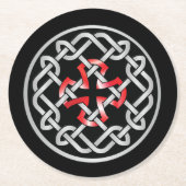 Celtic Knot Red Metallic Runder Pappuntersetzer (Vorderseite)