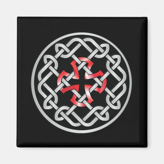 Celtic Knot Red Metallic Square Magnet (Vorne)