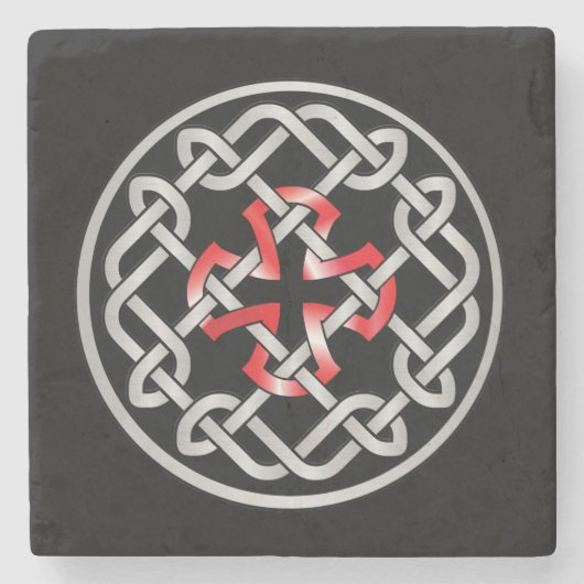Celtic Knot Red Metallic Stone Untersetzer (Vorderseite)