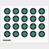 Celtic Knot Round Stickers - Diamond Blue Green (Blatt)