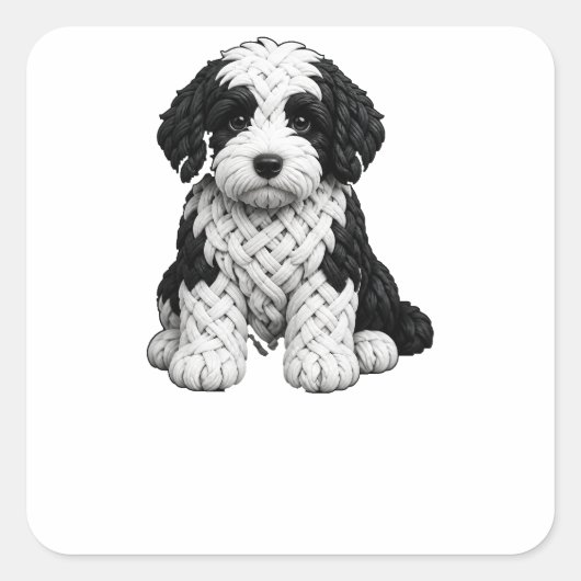 Celtic Knot Sheepadoodle Quadratischer Aufkleber (Vorderseite)