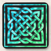 Celtic Knot - Square Blue Green Black Untersetzer (Vorderseite)