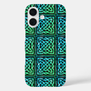 Celtic Knot - Square Blue Green iPhone 16 Hülle